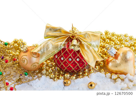 red ball with golden bow red ball with golden bow 12670500