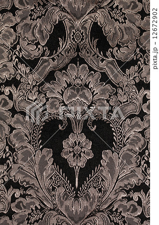 brown vintage fabric with damask pattern as background 12672902