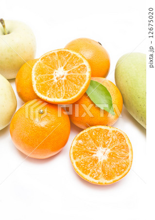 Oranges mango and apple collection isolated on white background. 12675020