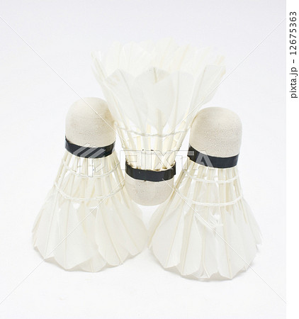 Three shuttlecocks isolated on white background. 12675363