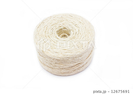 Hank of white rope isolated on white background. 12675691