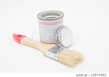 Paintbrush with paint pot isolated on white background. 12675692