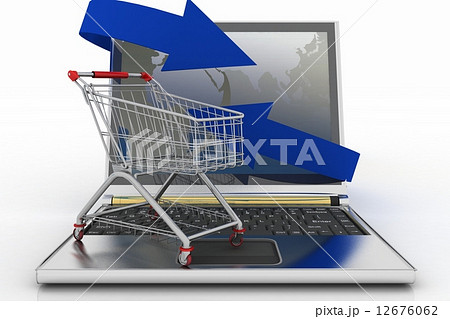 Laptop with arrow and Shopping cart Laptop with arrow and Shopping cart 12676062