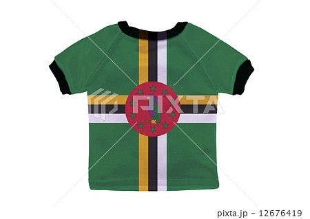 Small shirt with Dominica flag isolated on white background 12676419