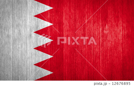 Bahrain Flag on wood background 12676895
