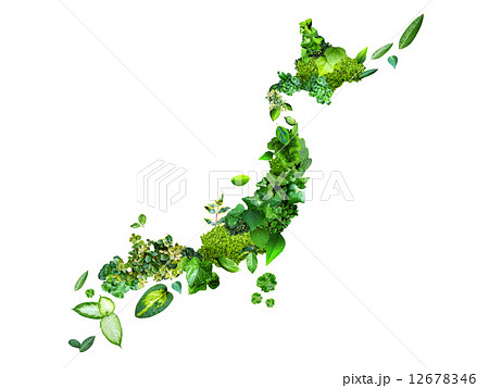 緑の葉っぱの日本地図 緑の葉っぱの日本地図 12678346