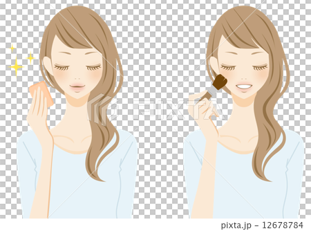 メイクをする女性 笑顔 メイクをする女性 笑顔 12678784