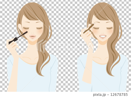 メイクをする女性 笑顔 メイクをする女性 笑顔 12678785