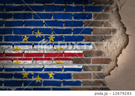 Dark brick wall with plaster - Cape Verde Dark brick wall with plaster - Cape Verde 12679283
