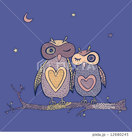Two cute decorative owls. Two cute decorative owls. 12680245