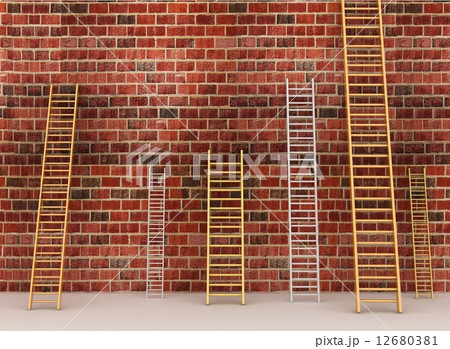 Ladders against old brick wall 12680381