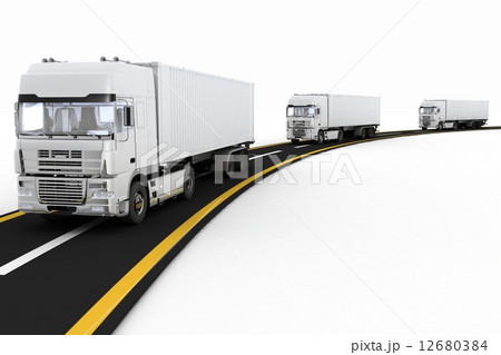 White Trucks on freeway 12680384