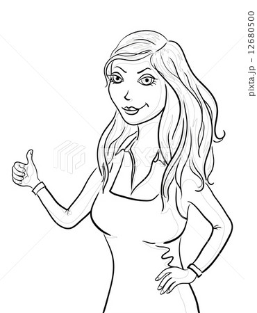 Girl shows the thumb, contours 12680500