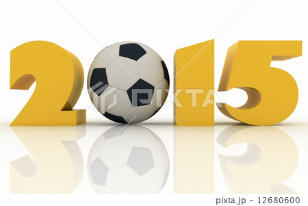 2015 year and soccer-ball on a white background 12680600