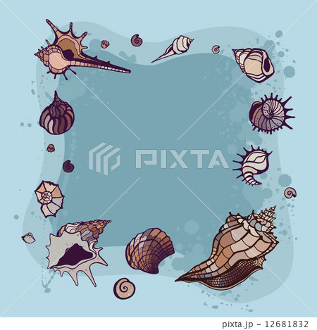Summer Frame of seashells. Summer Frame of seashells. 12681832