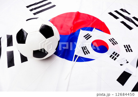 Flag of South Korea and soccer ball 12684450
