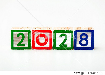 Wooden block for year 2028 12684553