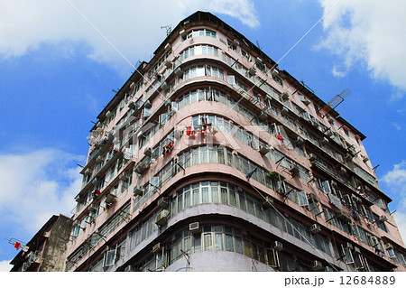 Cramped housing for the poor in Sham Shui Po, Hong Kong 12684889