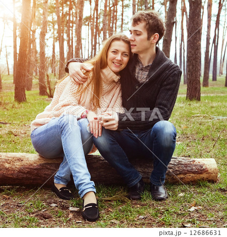 young couple in love outdoors on a sunny day young couple in love outdoors on a sunny day 12686631