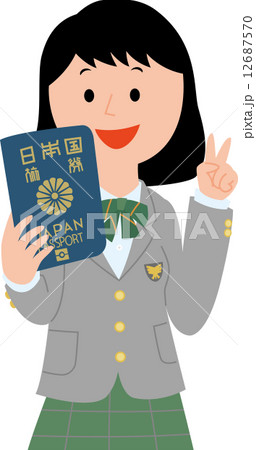 パスポートを持つ女子学生 12687570