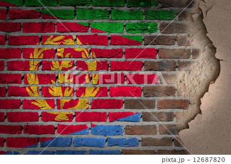 Dark brick wall with plaster - Eritrea Dark brick wall with plaster - Eritrea 12687820