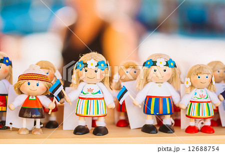 Colorful Estonian Wooden Dolls At The Market 12688754