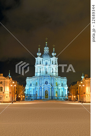 St. Nicholas Cathedral in Saint-Petersburg at night. 12689344