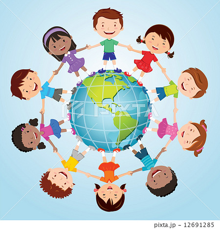 Children of the world. America globe. 12691285