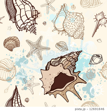 Sea background. Hand drawn vector illustration 12691646