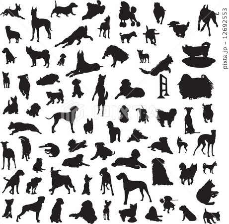 large collection of different silhouettes of dogs 12692553