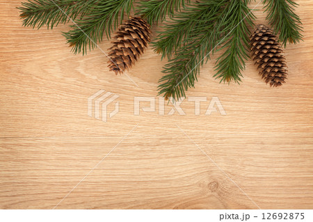 Christmas fir tree on wooden board 12692875
