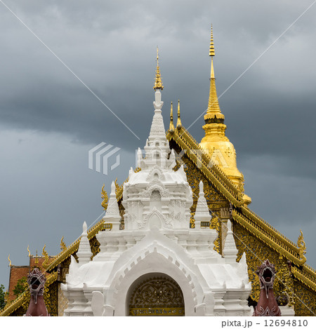 Thai temple of buddhism,Wat Phra That Hariphunchai in lamphun, Thailand 12694810