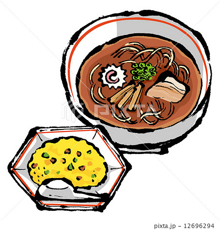 ラーメンチャーハンセットのイラスト素材