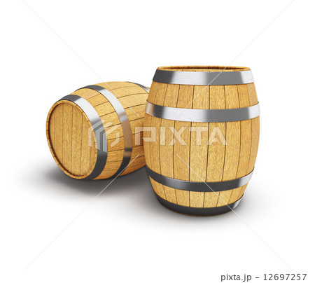 Wooden barrel isolated on white 12697257