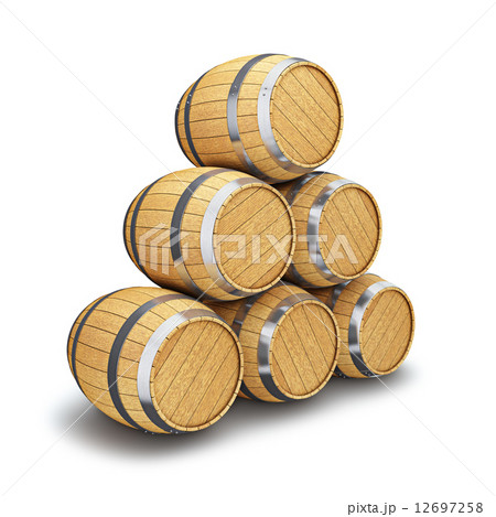 Wooden barrels isolated on white 12697258