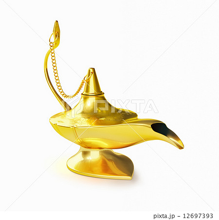 Golden Aladdin magic genie lamp isolated Golden Aladdin magic genie lamp isolated 12697393