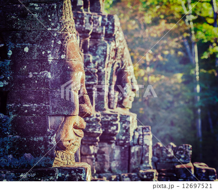 Faces of Bayon temple, Angkor, Cambodia 12697521