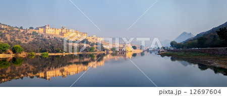 Panorama of Amer (Amber) fort, Rajasthan, India 12697604