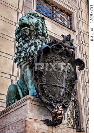 Bavarian lion statue at Munich Residenz palace 12697751