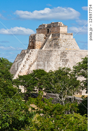 Mayan pyramid (Pyramid of the Magician, Adivino) in Uxmal, Mexic 12697754