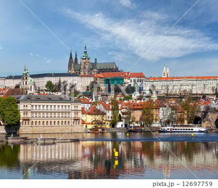 View of Charles bridge over Vltava river and Gradchany (Prague C 12697759