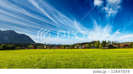 German countryside and village panorama. Germany 12697859