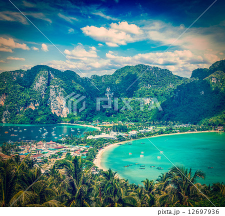 Green tropical island 12697936