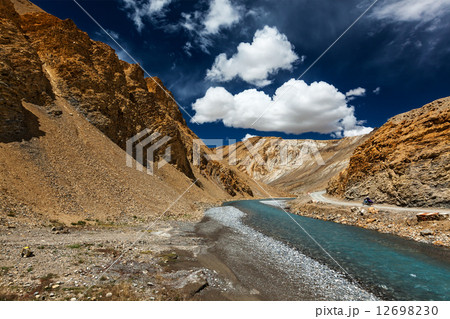 Himalayas landscape with motorbike 12698230