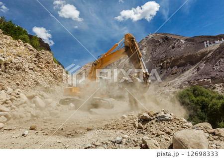 Road construction in Himalayas 12698333