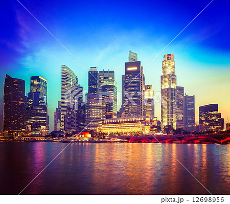 Singapore skyline and river in evening Singapore skyline and river in evening 12698956