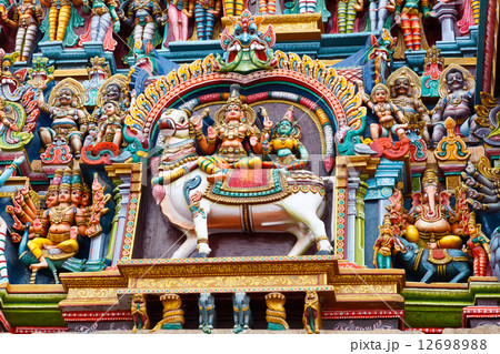 Sculptures on Hindu temple tower 12698988