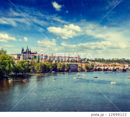 View of Charles bridge over Vltava river and Gradchany (Prague C View of Charles bridge over Vltava river and Gradchany (Prague C 12699122
