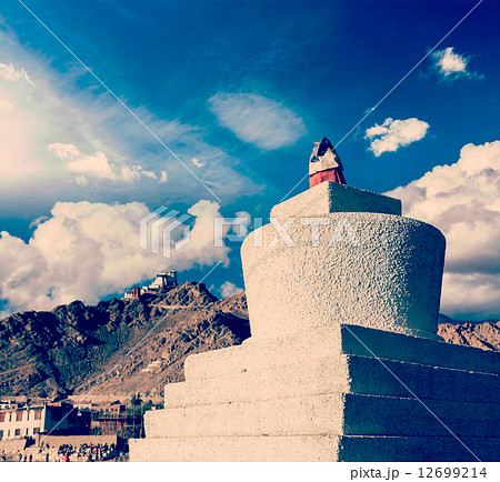 Whitewashed chorten in Leh, Ladakh, India Whitewashed chorten in Leh, Ladakh, India 12699214