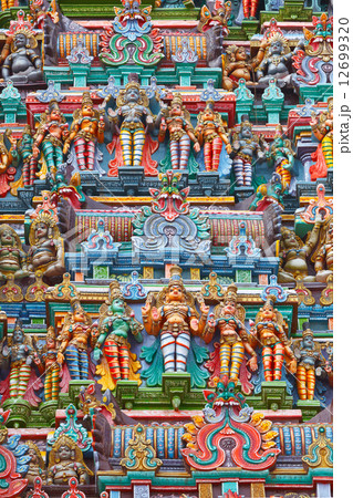 Sculptures on Hindu temple tower Sculptures on Hindu temple tower 12699320